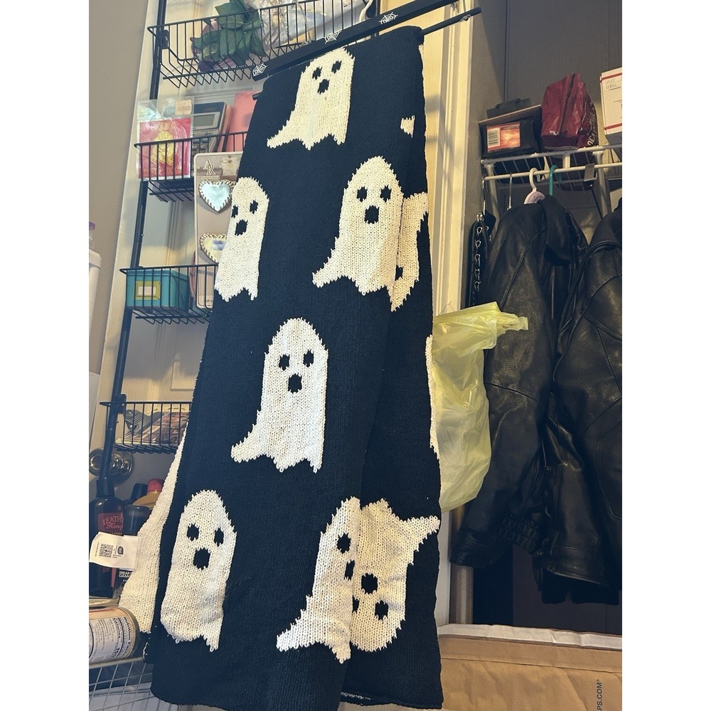 Storehouse Pine Ghosts Chenille Knit Throw Blanket - 50x70" Black & White New